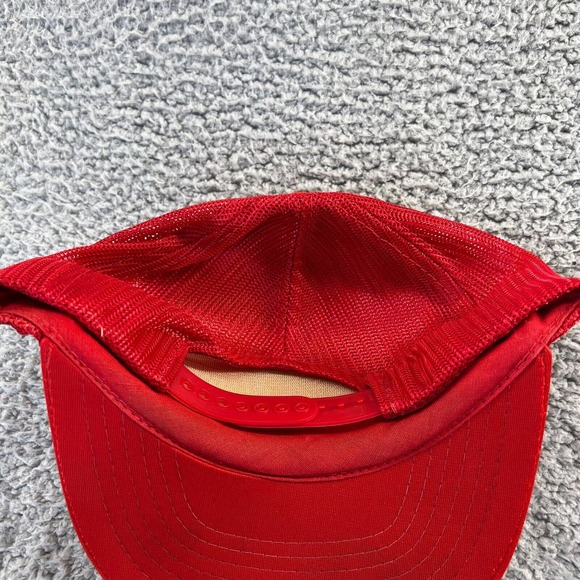 Vintage Turkey Point Trucker Hat Snapback Adult Red Black Spellout 90s Canada - Picture 4 of 7